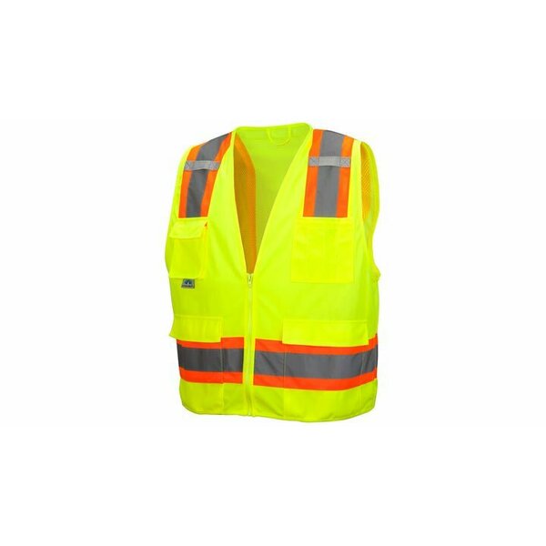 Pyramex Safety Vest, Hi-Vis, Lime, 3XL RVZ2410X3